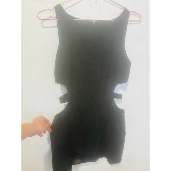 HANEY Black Banded Waist Cutouts Sleeveless Silhouette Roselyn Mini Dress Size 2 - Picture 4 of 11